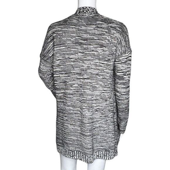Express Sweater Women Large Black White Marled Open Front Cardigan Office Casual - Picture 4 of 8